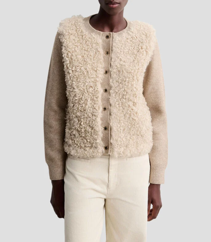 Cárdigan liso con textura Mujer
