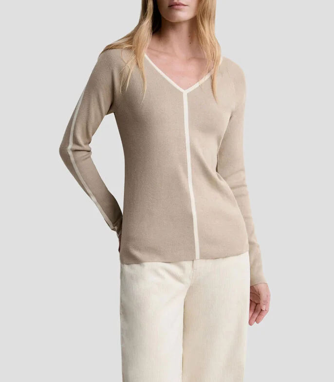 Suéter cuello V Mujer