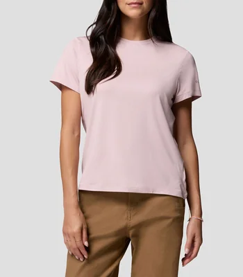 Playera para senderismo cuello redondo manga corta lisa Parsons Point Mujer