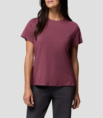Playera para senderismo cuello redondo manga corta jaspeada Parsons Point Mujer