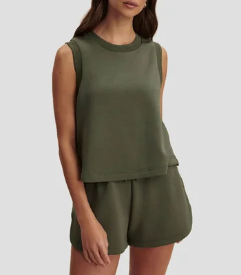 Tank para entrenamiento cuello redondo sin mangas liso Mujer