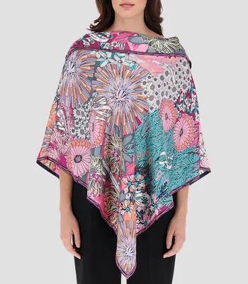 Poncho multicolor flores Mujer