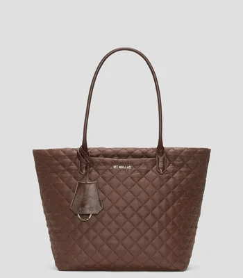 Bolsa tote lisa con pespuntes Mujer
