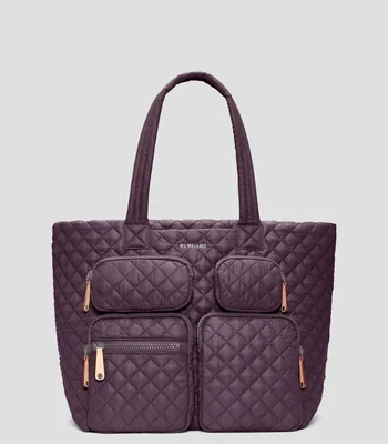 Bolsa tote lisa con pespuntes Mujer