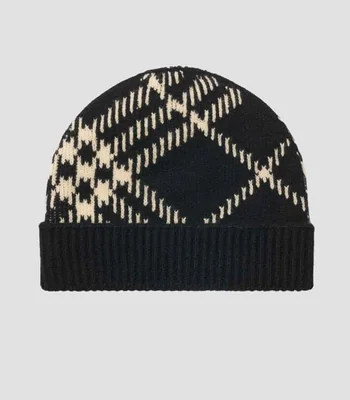Gorro en tejido de punto negro con cuadros Unisex