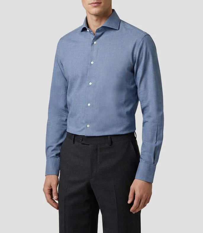 Camisa jaspeada manga larga Hombre