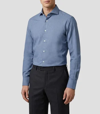 Camisa jaspeada manga larga Hombre
