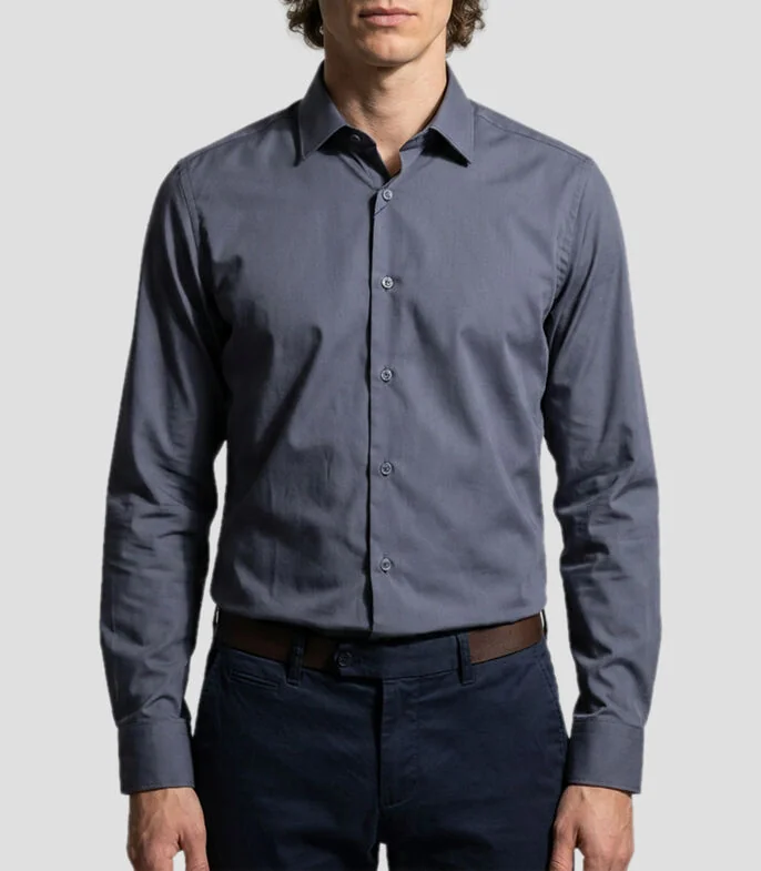 Camisa lisa manga larga Hombre