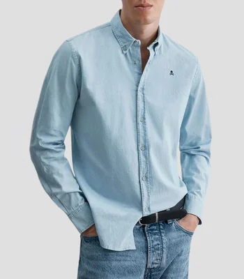 Camisa lisa manga larga Hombre