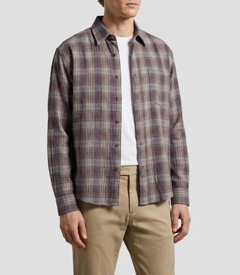 Camisa a cuadros manga larga Hombre