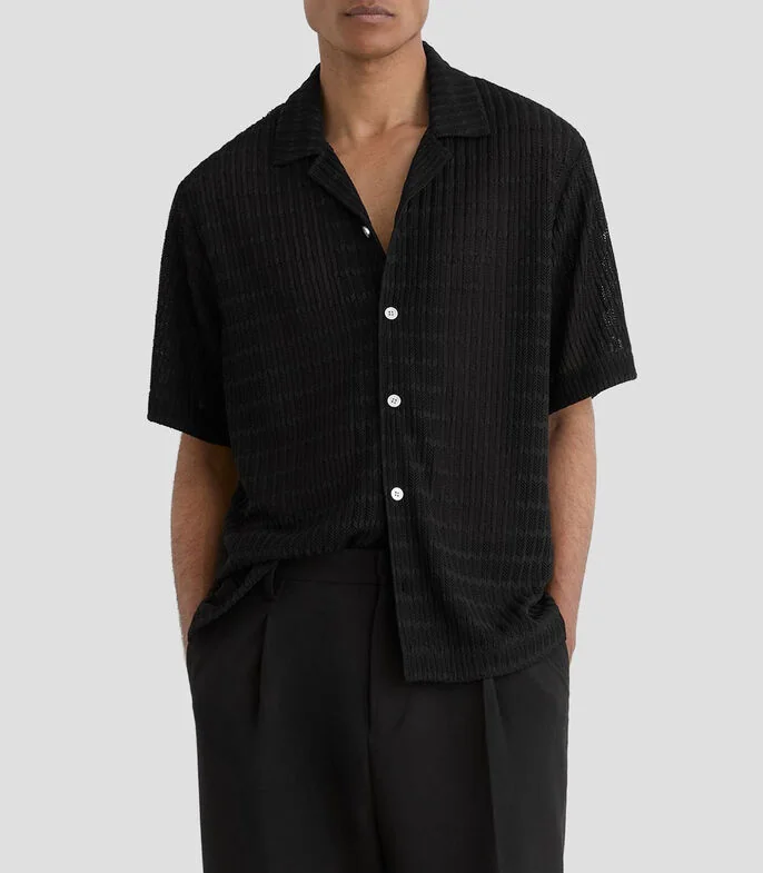 Camisa sólida manga corta Hombre