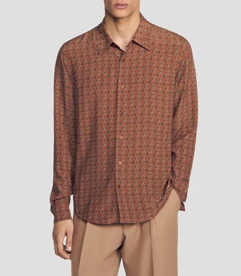 Camisa manga larga estampada Hombre