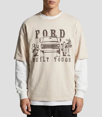 Playera cuello redondo manga corta estampada Ford Built Tough Hombre