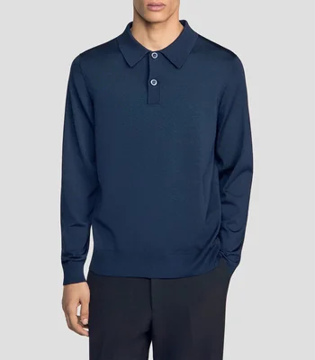 Playera tipo polo manga larga lisa Hombre