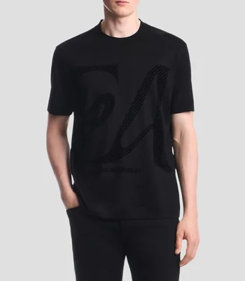 Playera cuello redondo manga corta con estampado Hombre