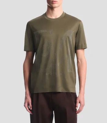 Playera cuello redondo manga corta con estampado Hombre