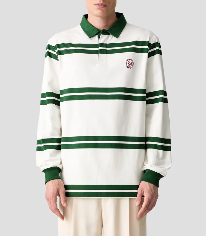Playera tipo polo manga larga a rayas Hombre