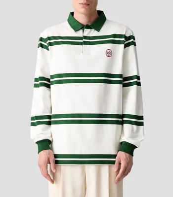 Playera tipo polo manga larga a rayas Hombre