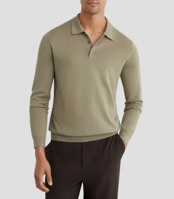 Playera tipo polo manga larga lisa Hombre