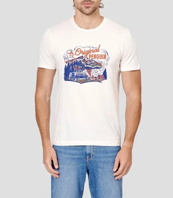 Playera cuello redondo manga corta estampada Hombre