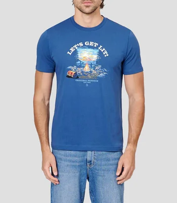 Playera cuello redondo manga corta estampada Hombre
