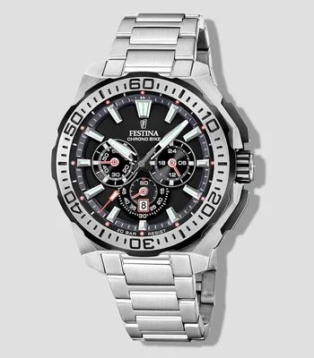 Reloj para hombre Chrono Bike Deportivo Plateado, Negro