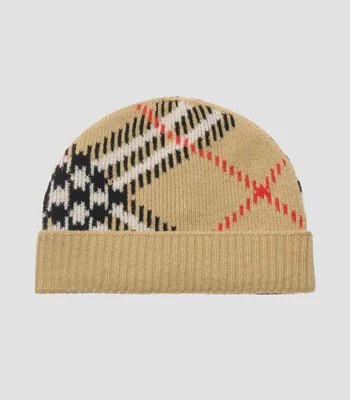 Gorro en tejido de punto a cuadros Hombre