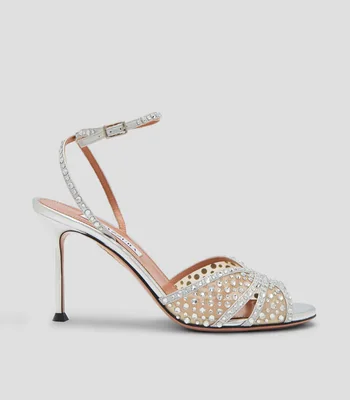 Sandalias con tacón alto delgado Crystal Lover 85 Mujer