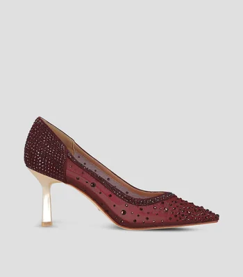 Zapatillas con tacón medio de aguja Mujer