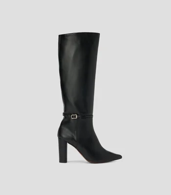 Botas casuales largas en piel con tacón alto delgado Mujer