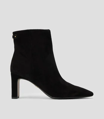 Botines casuales en piel de ovino con tacón medio delgado Mujer