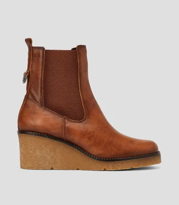 Botines con Tacón Cuña de 6.5 cm en Piel Mujer