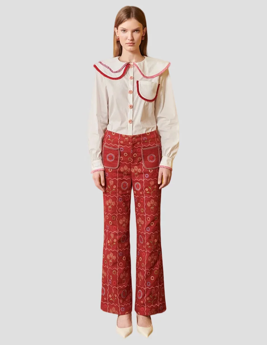 Camisa de algodón manga larga para mujer
