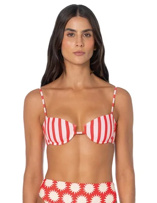 Top bikini estampado a rayas para mujer
