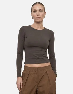 Blusa top contour manga larga manga larga para mujer