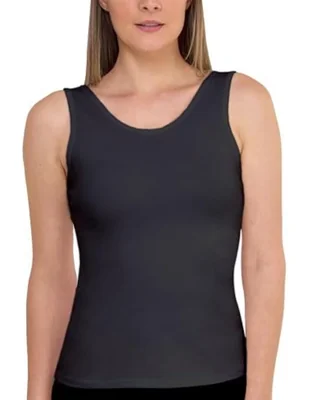 Camiseta cuello v regular sin manga de algodón para mujer