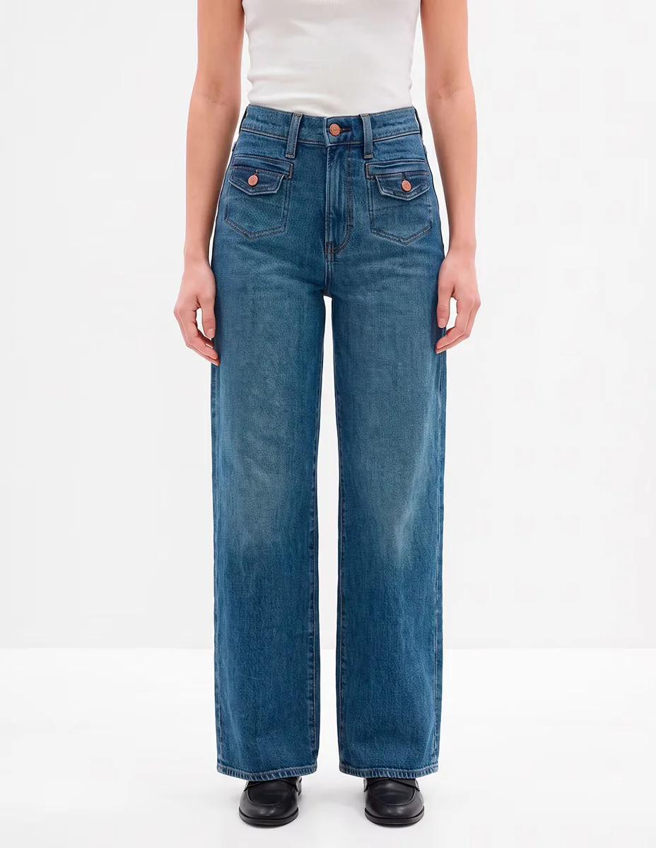 Jeans relajado corte cintura para mujer