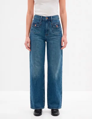 Jeans relajado corte cintura para mujer