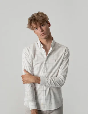 Camisa casual de algodón manga larga para hombre