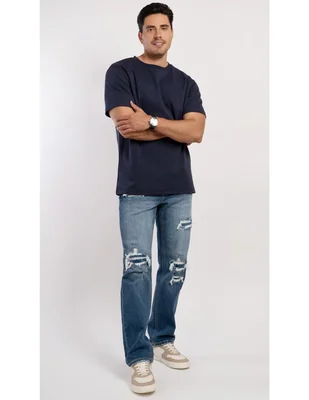 Jeans regular recto lavado deslavado para hombre