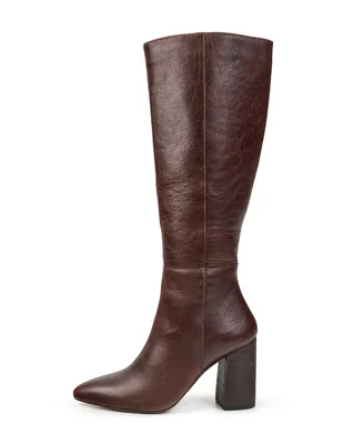 Bota abajo de la rodilla de piel para mujer