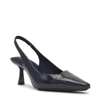Zapatilla Caprice Destalonada Confort con Tacón de Aguja en Piel Color Azul Marino