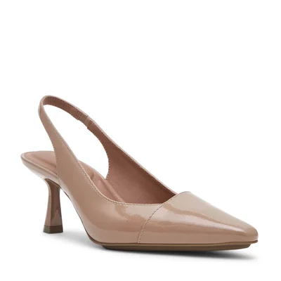 Zapatilla Caprice Destalonada Confort con Tacón de Aguja en Piel Color Beige