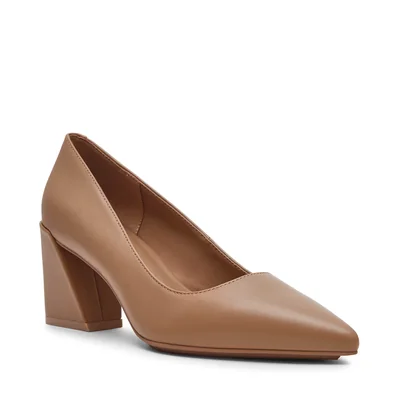 Zapatilla Relena Confort de Tacón Ancho en Piel Color Beige