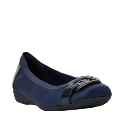 Balerina Ulla Confort con Hebilla en Charol Azul