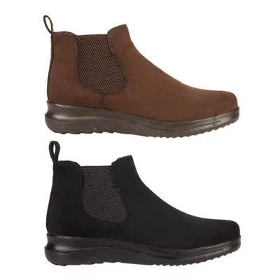 Kit de 2 pares de botines de mujer de tipo confort, con acabado gamuza, colores negro y café, mod. 1345668