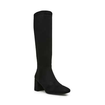 Bota Alta Lacey Confort, de Tacon Ancho con Cierre en Color Negro