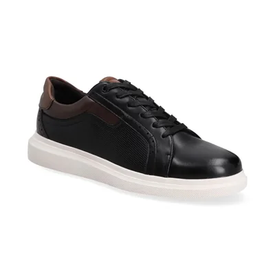 Tenis en Piel para Hombre, Color Negro Capa de Ozono