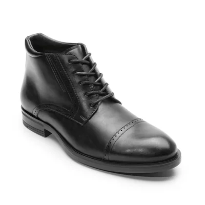 Bota en Piel para Hombre, Color Negro Capa de Ozono