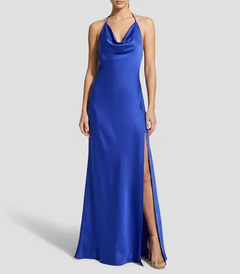 Vestido largo liso Mujer